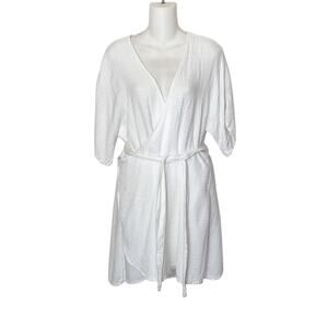 MYRAH PENALOZA Wrap Dress One Size White Linen Cotton Beachy Resort Casual